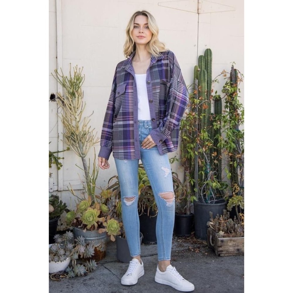 Eldridge Purple Plaid Shacket Jacket